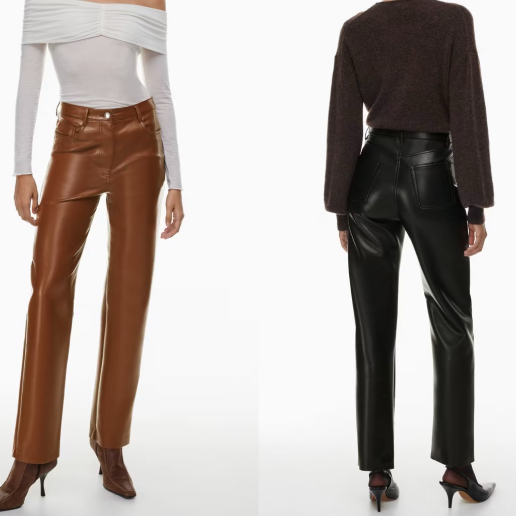 Aritzia Melina Leather Pants Brown & Black